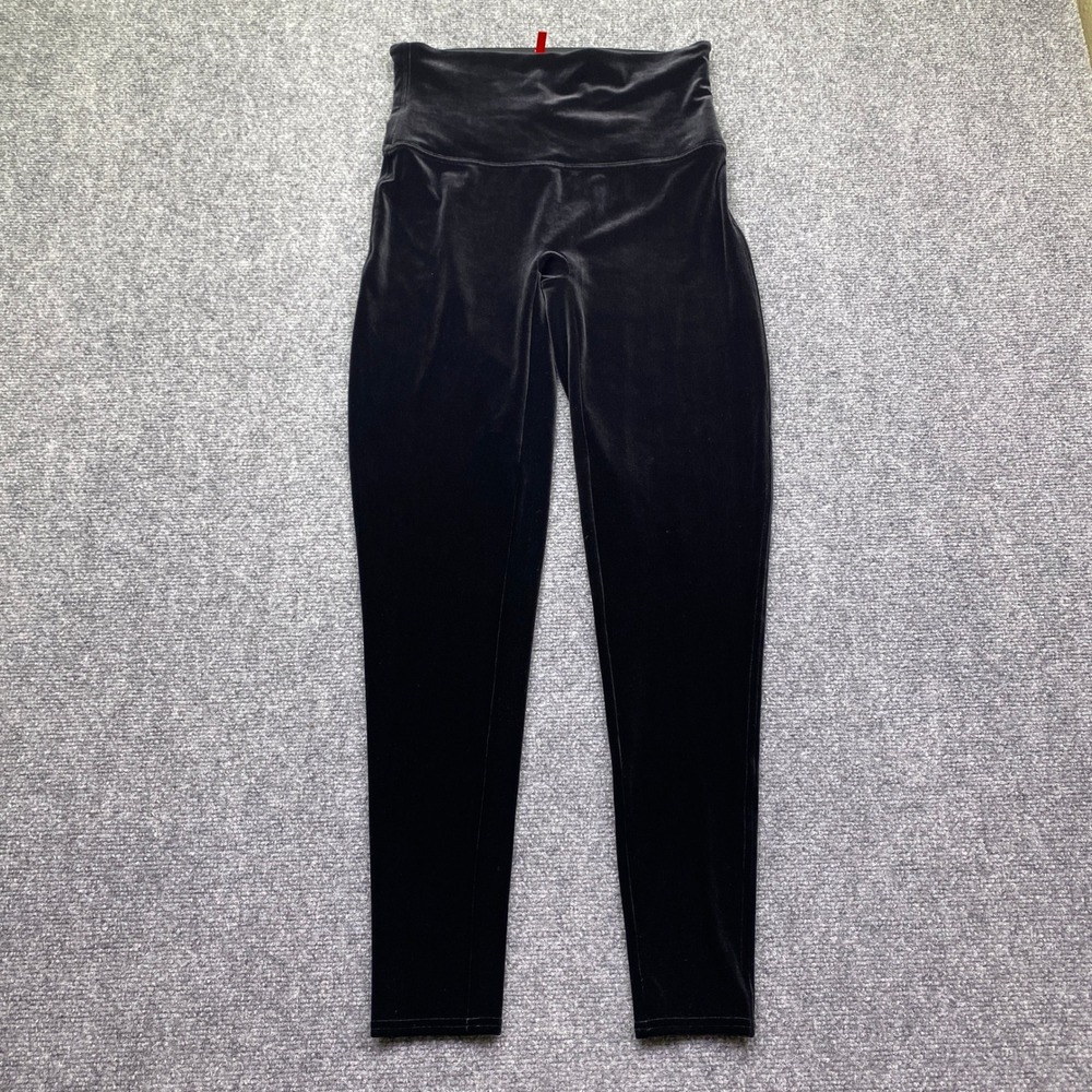 Spanx Velvet Leggings Black High Waisted Shaping‎ Tummy Control XL Festive